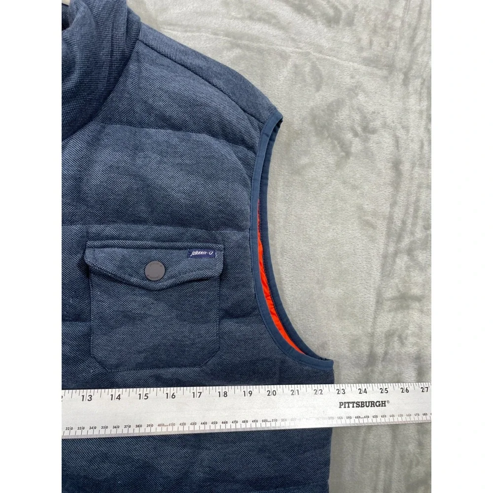 Johnnie O Puffer Vest Mens Large Mariner Blue  Quilted Insulated Nylon Lining
